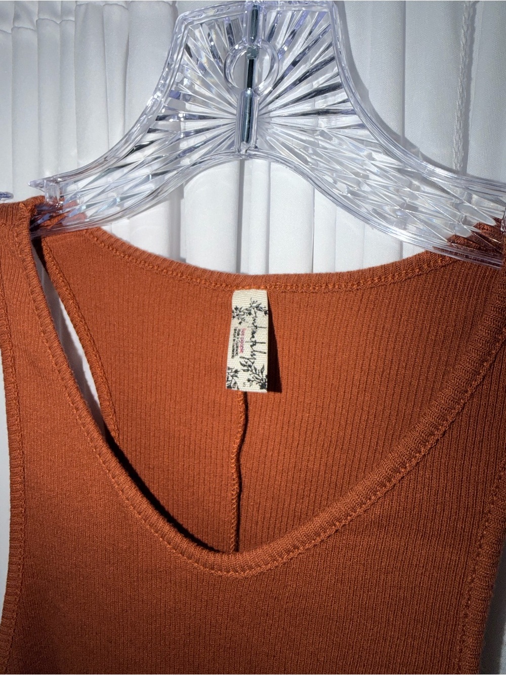 Free People Rust Ribbed Tank Top - Picture 2 of 4
